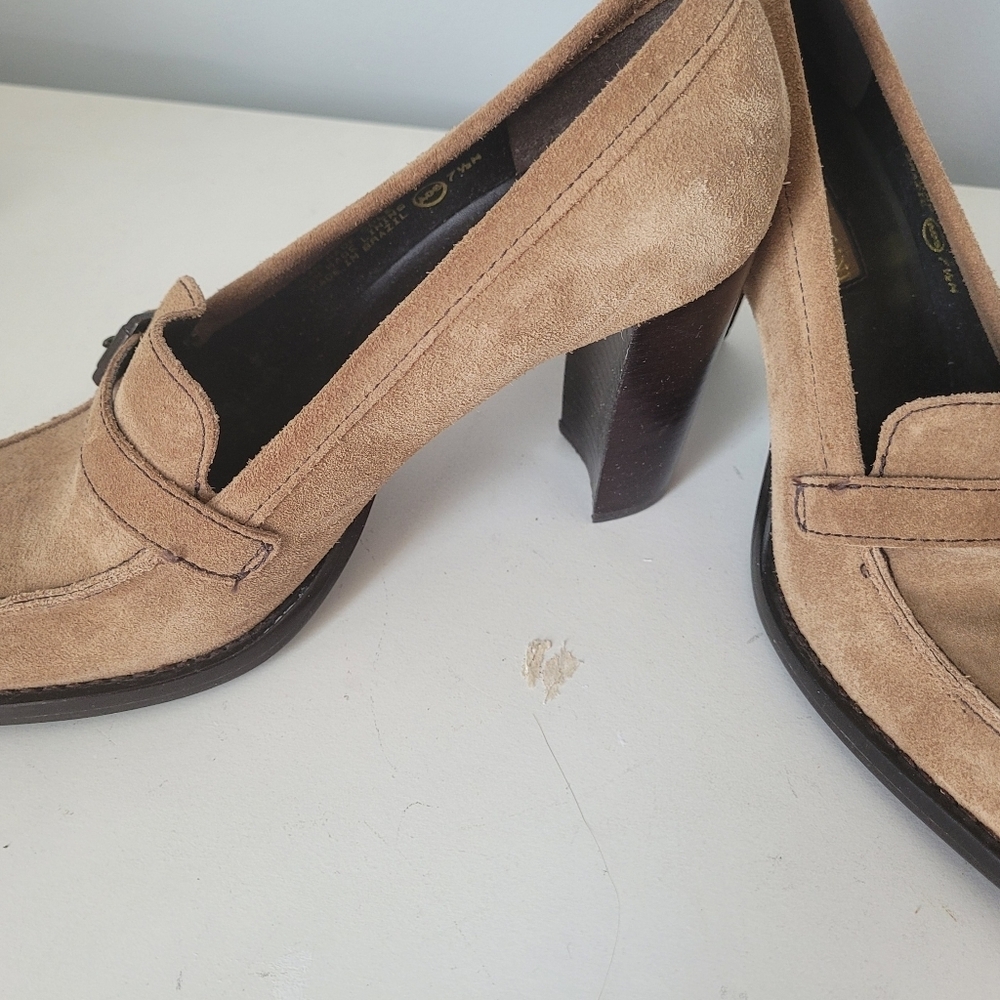 Enzo Angiolini Vintage Taupe Suede Heeled/Pumps Classic Preppy Size 7.5 - Picture 4 of 7